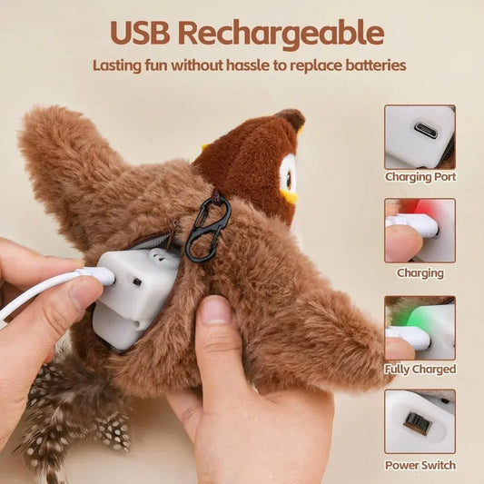 Remote Control Cat Toy Interactive Electric Fluttering Sparrow
