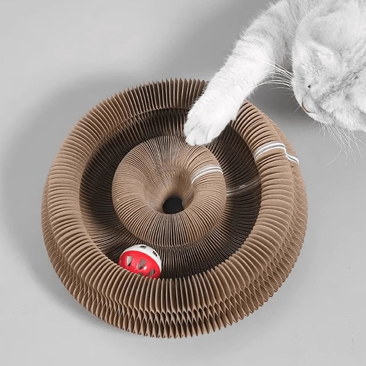 Foldable Cat Scratcher with Bell & Catnip - Multi-Level Cardboard Toy