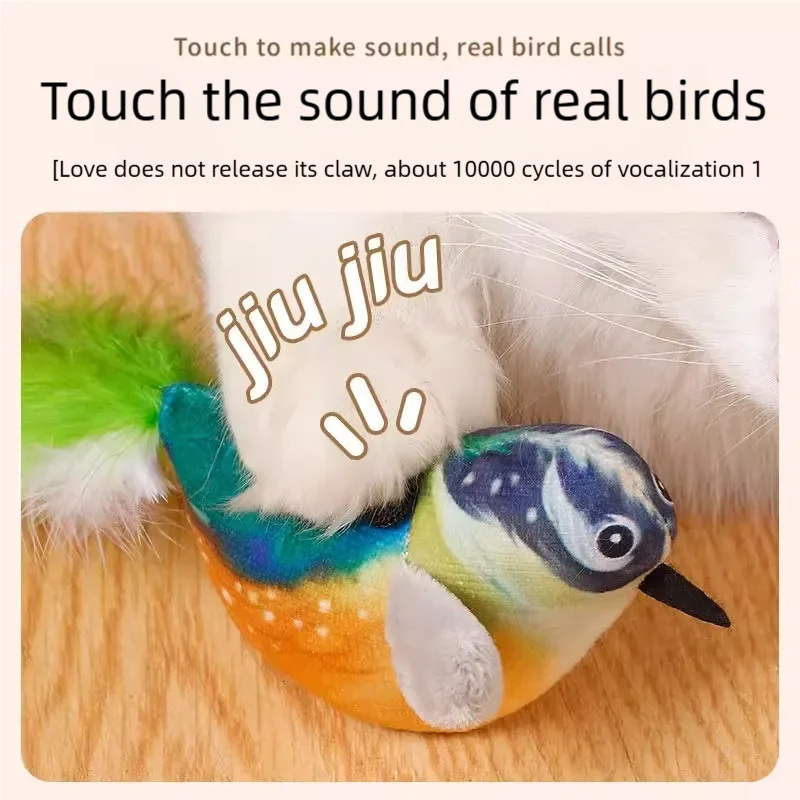 Interactive Cat Toy Electric Simulation Bird With Chirping Sound Flapping Wings