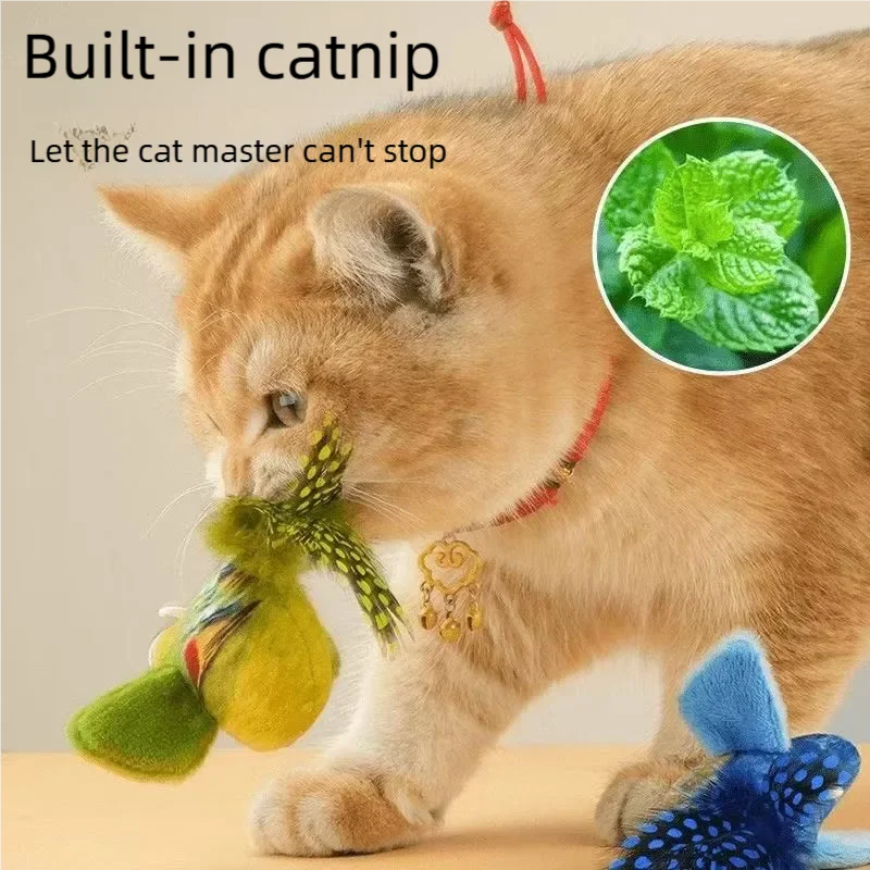 Interactive Cat Toy Electric Simulation Bird With Chirping Sound Flapping Wings
