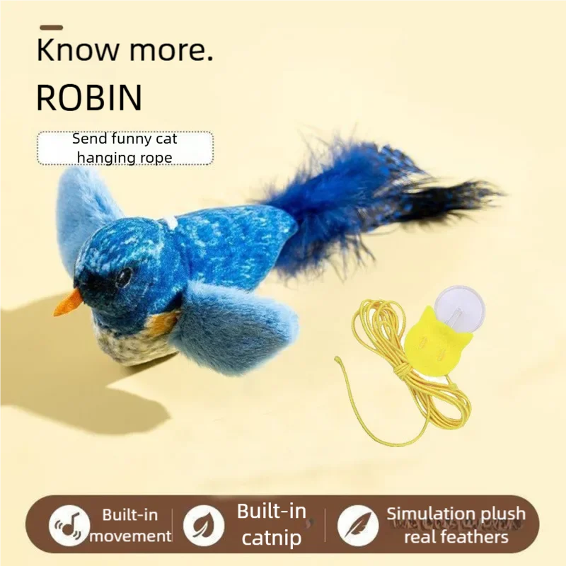 Interactive Cat Toy Electric Simulation Bird With Chirping Sound Flapping Wings