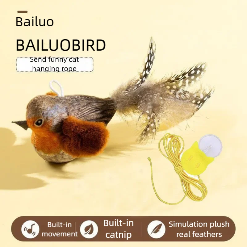 Interactive Cat Toy Electric Simulation Bird With Chirping Sound Flapping Wings