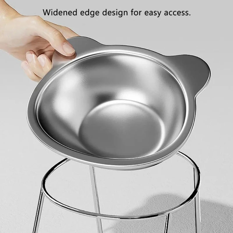 304 Stainless Steel Raised Cat Bowl with 15° Elevated Design