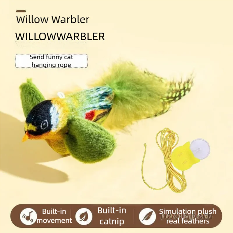 Interactive Cat Toy Electric Simulation Bird With Chirping Sound Flapping Wings