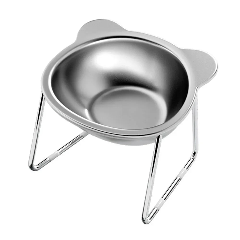 304 Stainless Steel Raised Cat Bowl with 15° Elevated Design