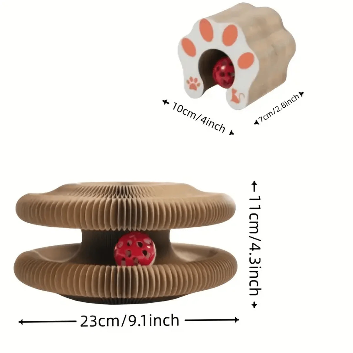 Foldable Cat Scratcher with Bell & Catnip - Multi-Level Cardboard Toy
