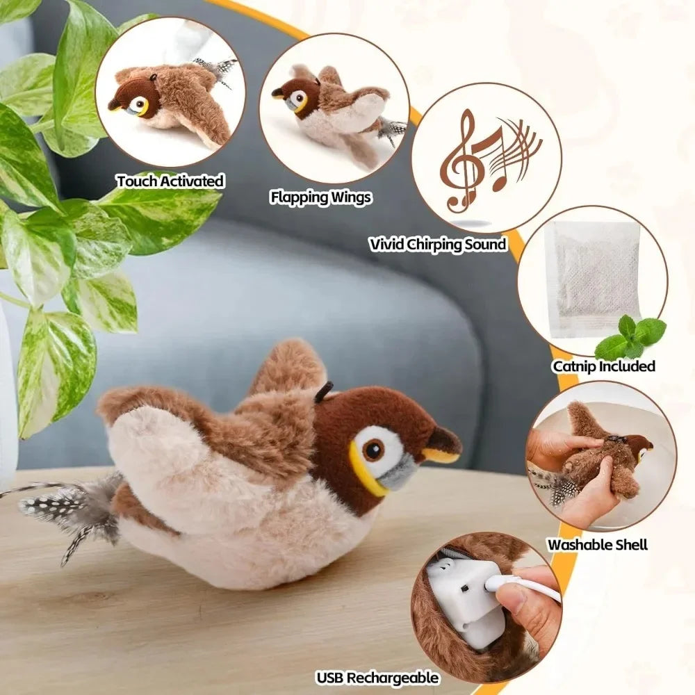 Remote Control Cat Toy Interactive Electric Fluttering Sparrow
